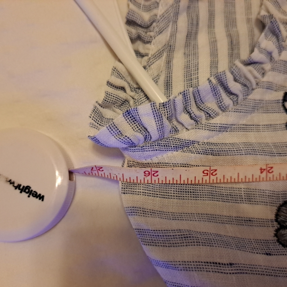 J. Jilll Love Linen Relaxed Popover Top In Cobalt And White Size M Excellent Con - Picture 9 of 9